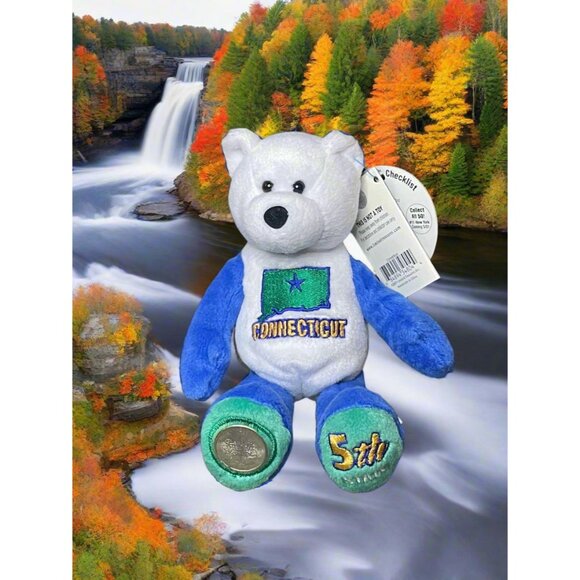 2000 Limited Treasures Connecticut State Quarter Coin Bean Bear Plush - Picture 1 of 5